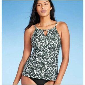Green Floral Kona Sol Tankini Swim Top